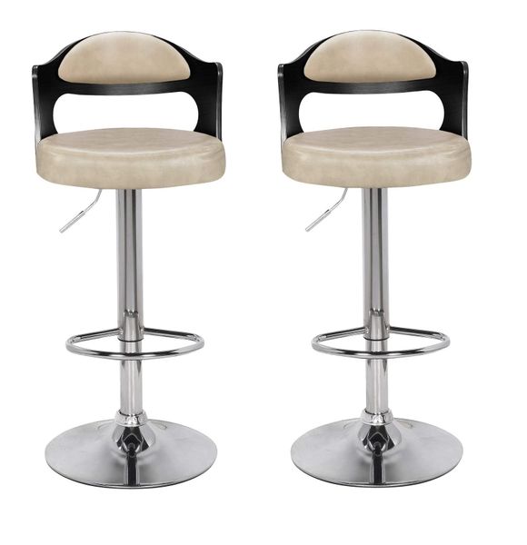 Bar Stools / Kitchen Counter Chairs - 2 Pack– Cream / Brown Colour