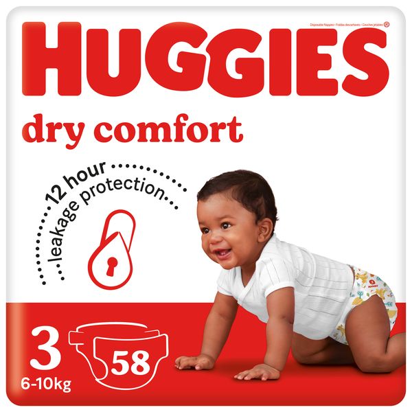 Huggies Dry Comfort - Size 3 (6-10kg) Value Pack - 58 Nappies