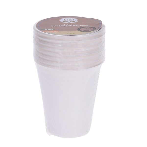 Sugarcane Cups Party Pack - 8 Pieces - 275ml - Eco-friendly &amp; Biodegradable