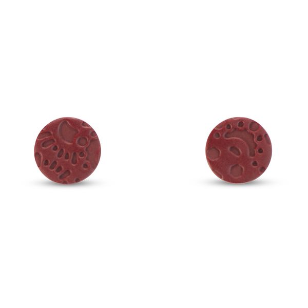 Ginger Homemade - Stud Earrings - Circle - Polymer Clay - Maroon