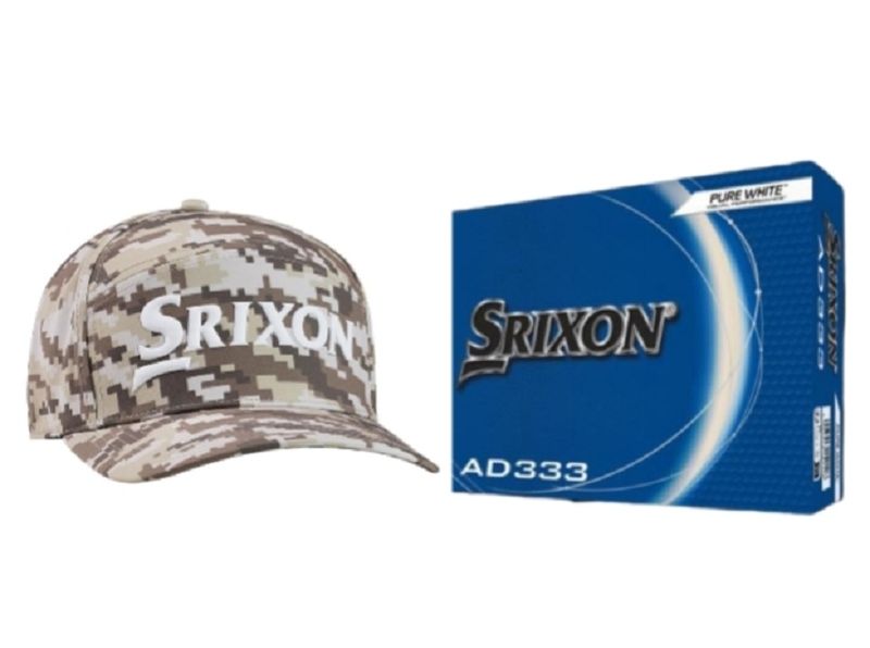 Srixon Cam 11 Men's Tan Cap and Srixon AD333 Balls Combo