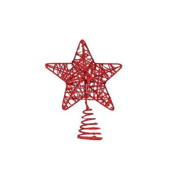 Christmas Decoration Iron Glitter Christmas Tree Top Ornament - Silver 15cm
