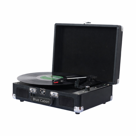 Vinyl Record Player Portable Suitcase 3 Speed Vintage Belt-Driven Turntable Image