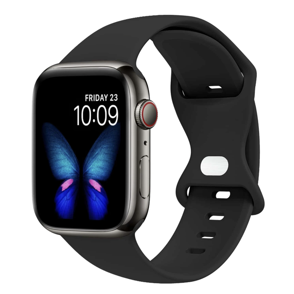 Watch Straps compatible with Apple iWatch Bands 42mm/44mm/45mm/46mm/49mm Black Silicone