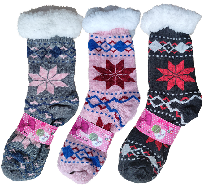 Plus Velvet Floor Cotton Socks, Non-Slip Thick Winter Warm Socks-3 PAIRS