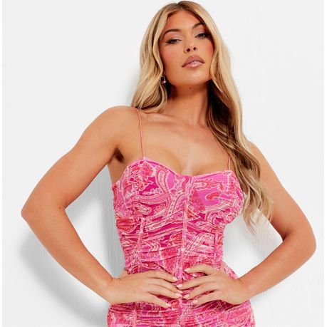 I Saw It First Ladies - Pink Paisley Printed Mesh Ruched Cami Mini Dress, Shop Today. Get it Tomorrow!