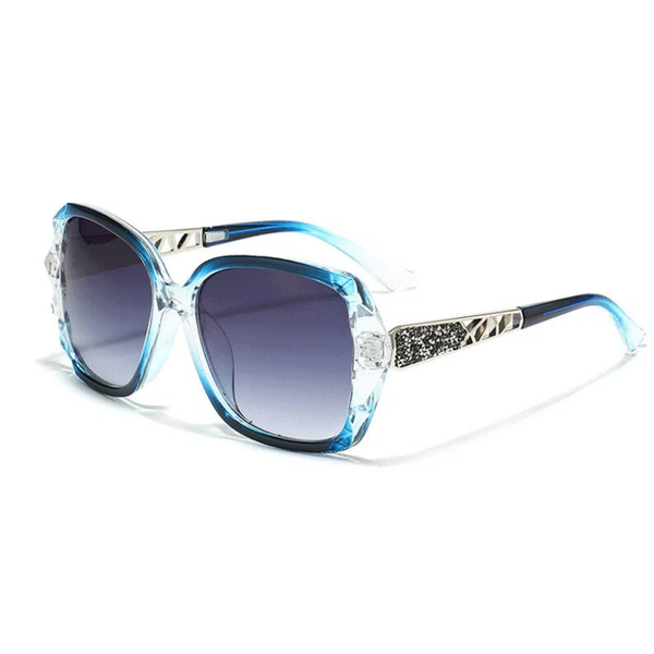 Women's Polarized Oversized Diamond Inlaid Sunglasses - Blue Gradient