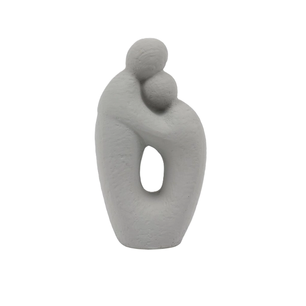 Kitro Grey Ceramic Embrace Resin Statue Tabletop Oblong Ornament 22 x 40cm