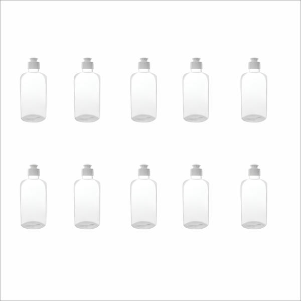 10-Pack 500ml Clear PET Bottles with White Push-Pull Caps