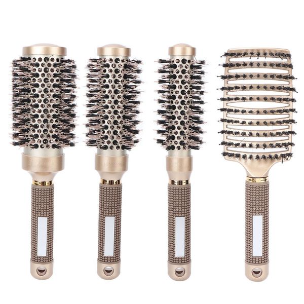 Professional Hair Brush Set Arc Form Hair Brush Round Golden