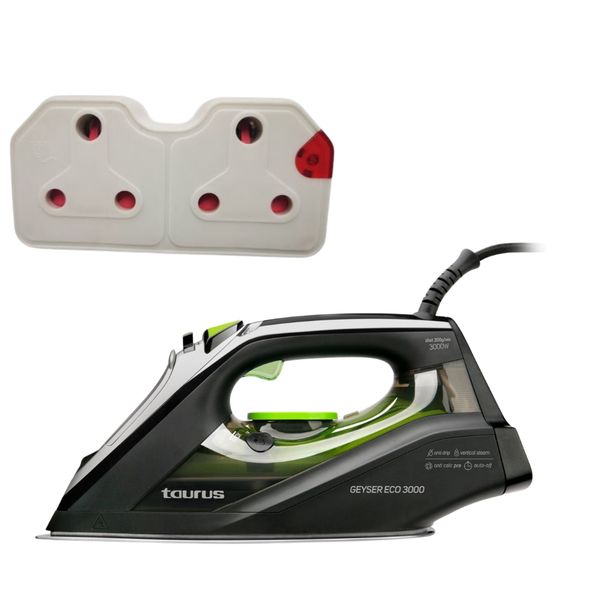 Taurus - 3000W Black Anodized Steam Iron with Adaptor - 2x16 Amp