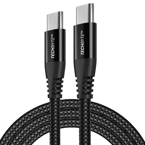 TechByte USB Type-C to USB Type-C Cable - 3m Braided Fast Charging - Black