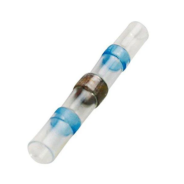 Blue Heat Shrink Solder Sleeve Crimpless Butt Connectors 14-16 AWG - Single