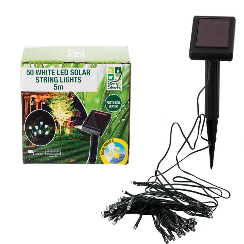 Garden String Lights - Solar - White - 50 LED - 5 m - 2 Pack | Shop ...