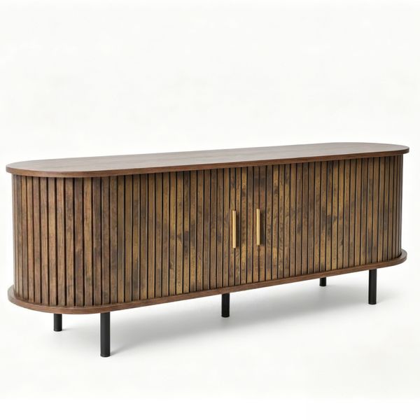 Curved Fluted TV Stand with Cable Holes &amp; 5 Legs