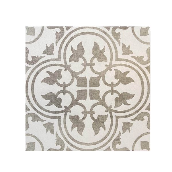 Grey White Encaustic Ceramic Tile for Kitchen Bathroom Decor 10 Piece