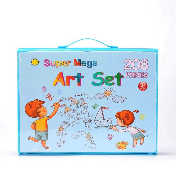 208Pcs Complete Kids Art Set,Fun Art Supplies Children's Drawing Kit - Blue