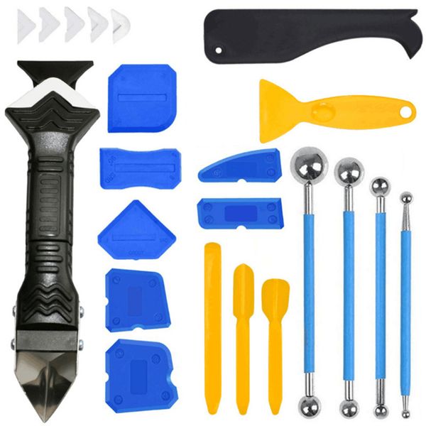 23 PCs Caulking Sealant Finishing Tool Kit with Glass Glue Angle Scraper