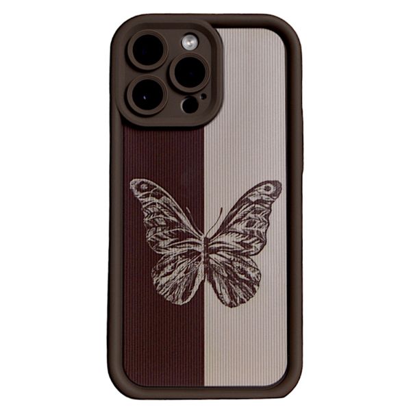 Brown and Beige - Phone Case with a Butterfly - Iphone 15 Pro Max