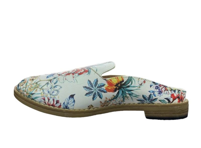 Hush Puppies Soft Tylie Floral White Ladies Mules