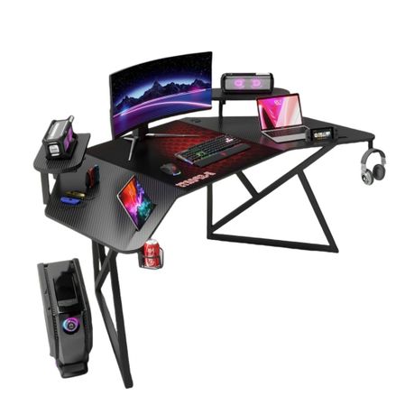 ERGONOMIC Gaming/Office Desk,180cm Wing-Shaped Home Cuputer Table - Black Image