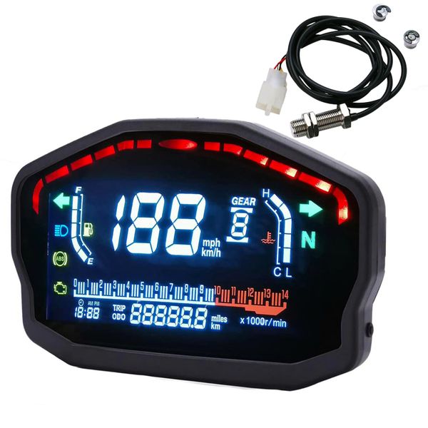 LCD Motorcycle Dashboard Speedometer Universal Color Screen-ABS Odometer