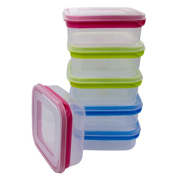 Deluxe Square Plastic Food Storage Containers &amp; Lids | 6 Pack