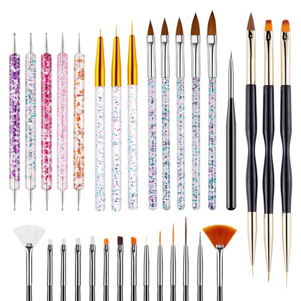 31 Piece Nail Art Brushes, Nail Art Tool Set, Dotting Tools, Dust Brush