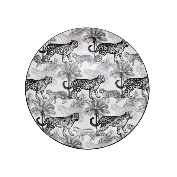 GALATEO - Jungle Sketch 26.6cm Jaguar Dinner Plate Set of 4