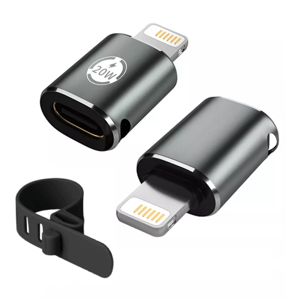 PD Type Adapter: USB C to 8 Pin iPhone connector, with Cable Strap