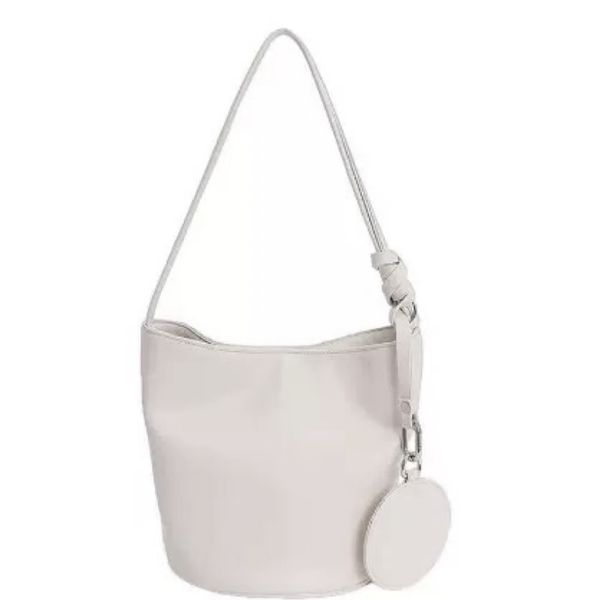 Niche Design Simple Bucket Bag White Women's Shoulder Bag