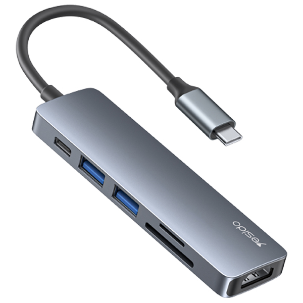 6-in1 Hub Adapter USB Type-C to TF/SD With USB 3.0/2.0 &amp; PD Charger | AW