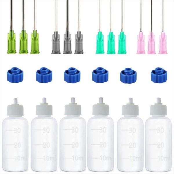 6 Pcs Glue Applicator Bottles 30Ml Plastic Squeezable Dropper Bottles