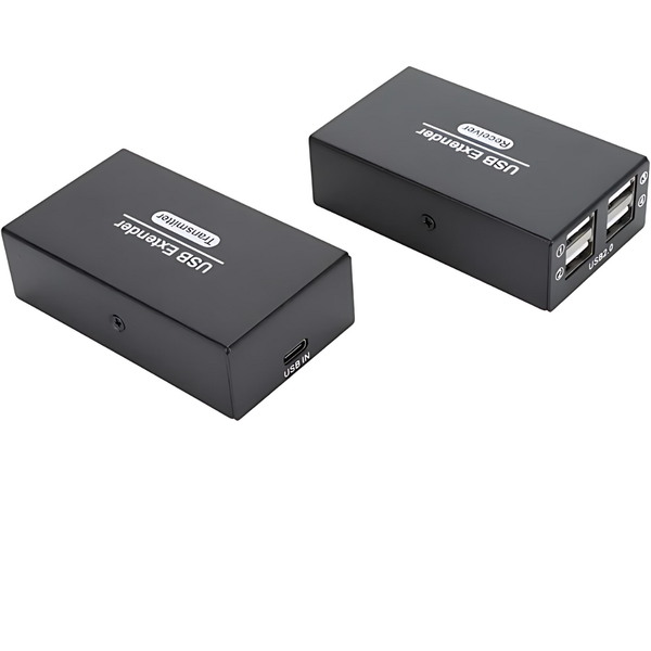 USB 2.0 Extender 4-Port Over Ethernet - Up to 100m Plug &amp; Play Kit