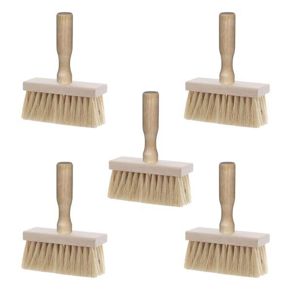 Heavy Duty Builders Block Brush with Wooden Handle - 5 Pack