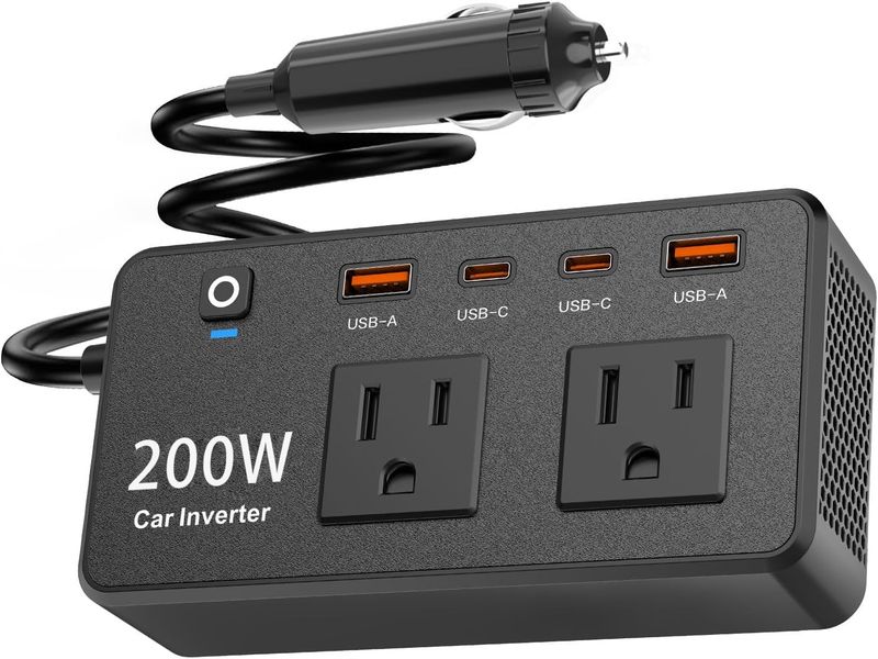200W Car Power Inverter DC 12V to 220V AC Car Outlet Adapter to Wall Plug