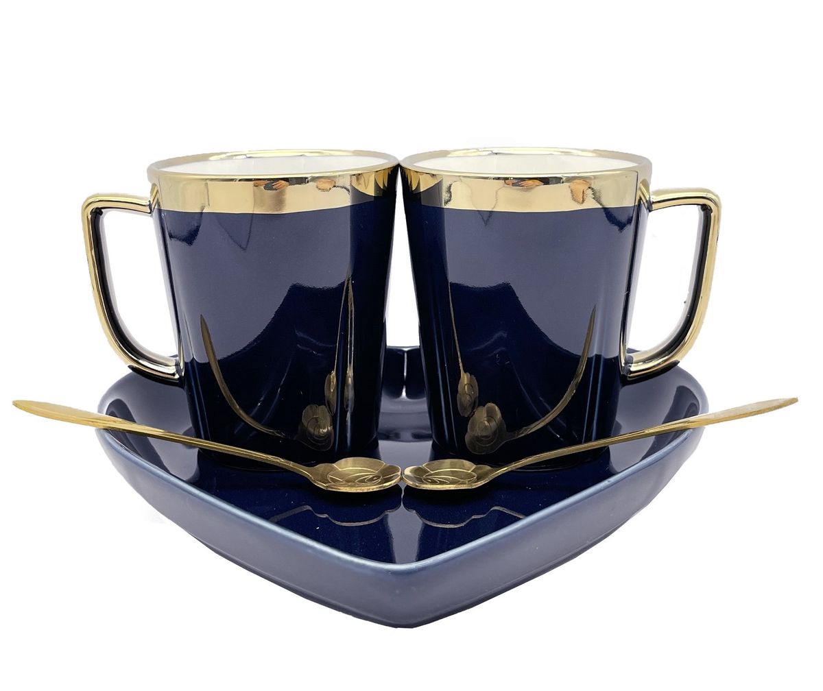 Elegant King 5Piece Round Shape Tea & Coffee Mug Set Aquamarine