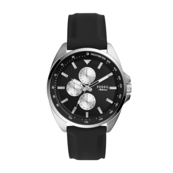 Fossil Autocross Multifunction Black Silicone Watch-BQ2553