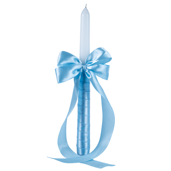 Christening Candle with Satin Bow - Red, Blue, Pink, White