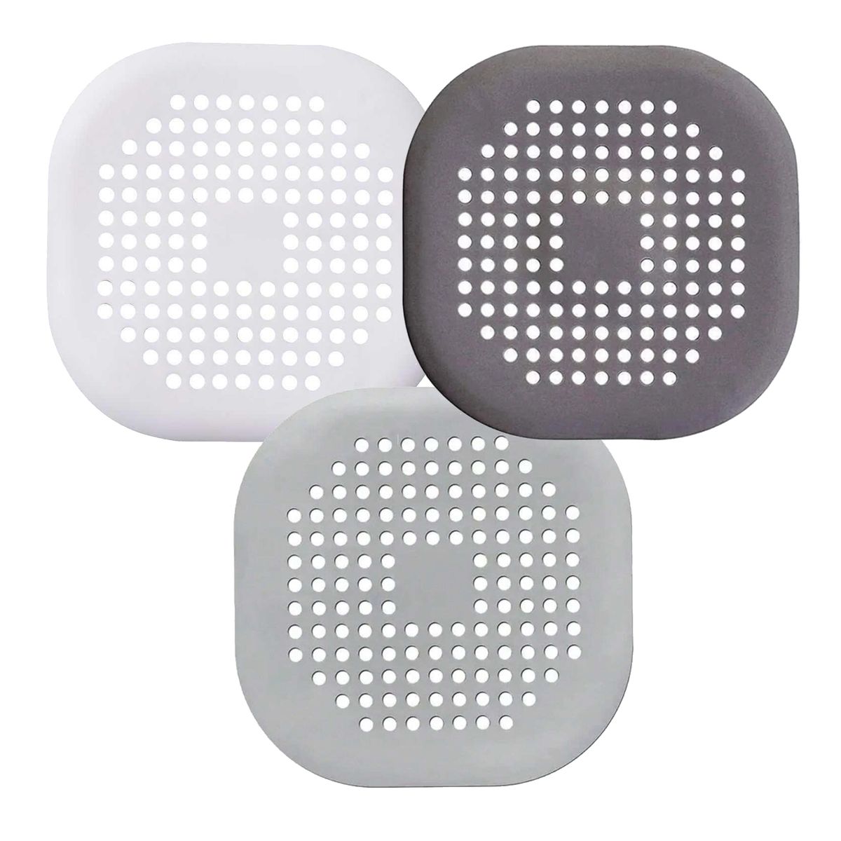 Drain Strainers Hair Catcher Black White Grey for Kitchen Bathroom - 3Pack