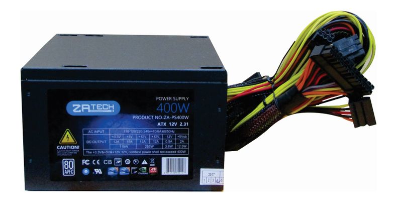ZATECH 400 Watts Computer Power Supply ATX 12V 2.31