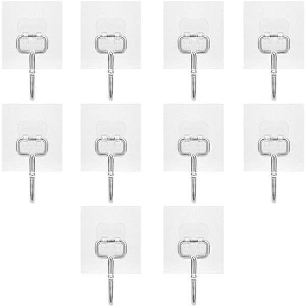 Home Simplistic Single Hook Self Adhesive Wall Hangers Set of 10(7.6cm)