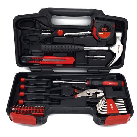 Ace 10 pc. Carbon Steel Pliers and Wrench Set Black/Red