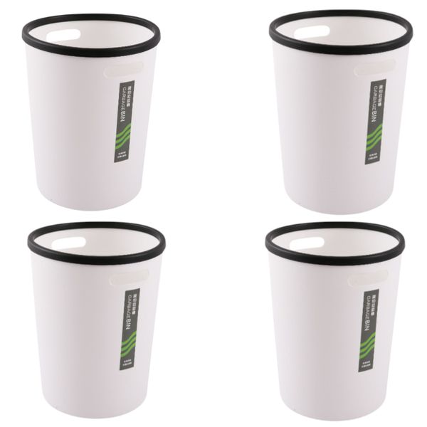 4 Piece - Small Modern Plastic Waste Bins With Black Trim