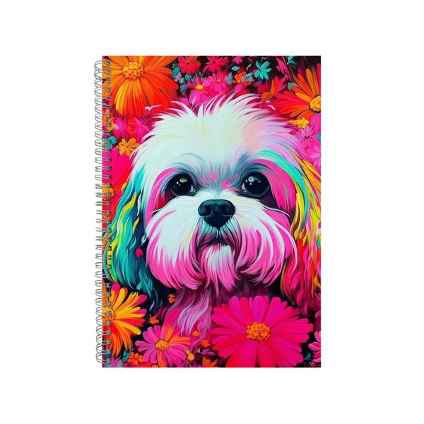 Shih Tzu Pink White Queen Annes Neon Notebook Gift Idea A4 Notepad Pad 76