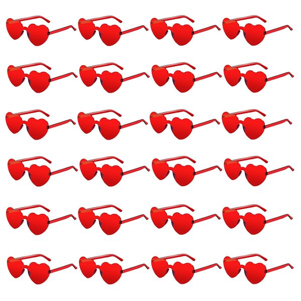 Heart Shaped Sunglasses Trendy Sunglasses Party - Red - 24 Pairs