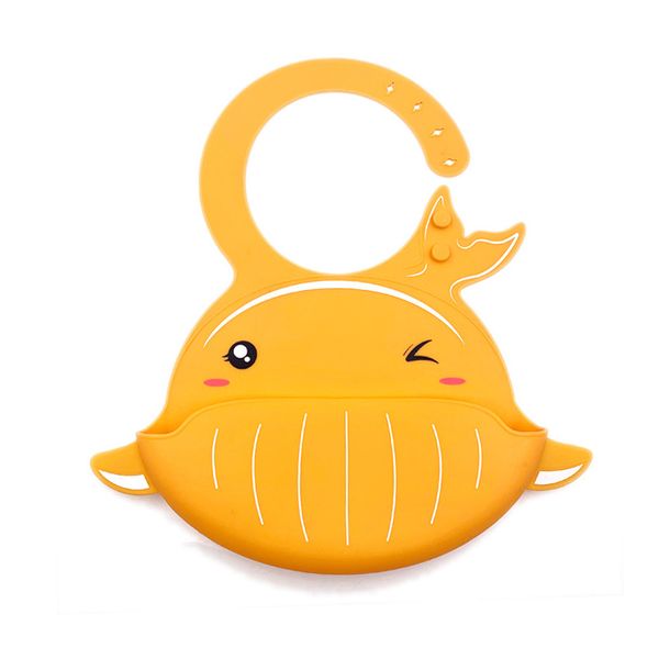 Olive Tree - Waterproof Silicone Bib for Babies &amp; Toddlers - Orange Whale