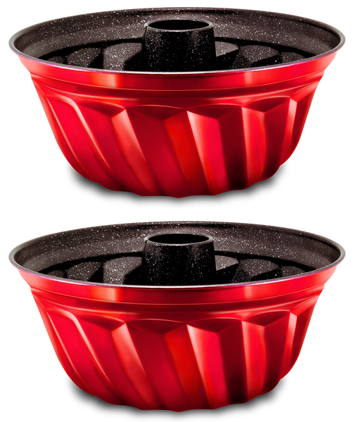 Berlinger Haus 2 Piece Flower Shape Bundt Pan Set - Burgundy Metallic