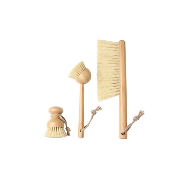 Gizmo Bamboo Household Brush Set - 3 Piece