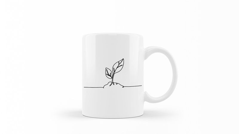 Designer Line Art Coffee Mug - Abstract Plant 9
